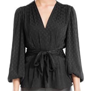 NWOT black polka dot tie top